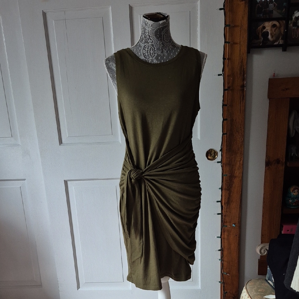 Chic Olive Knot-Front Mini Dress